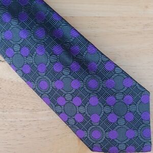 Altea Purple and Gray Geometric Silk Tie